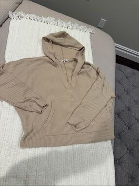 Nordstrom Waffle-Knit Hooded Pullover in Beige